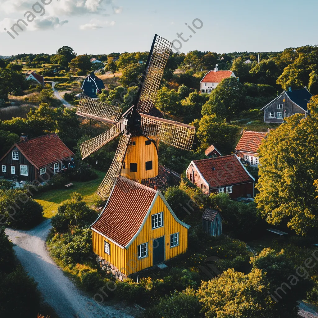 Colorful windmill in Scandinavian village - Image 3