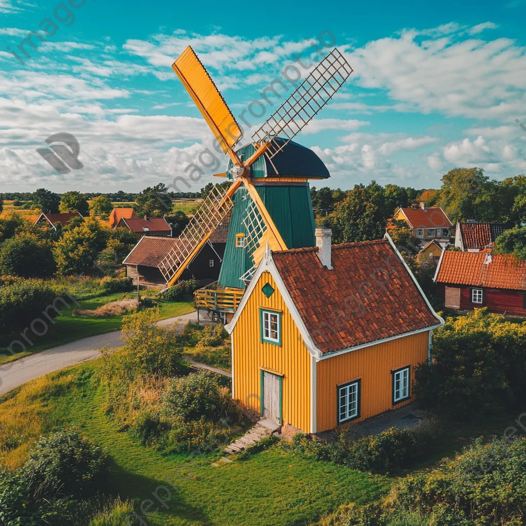 Colorful windmill in Scandinavian village - Image 4