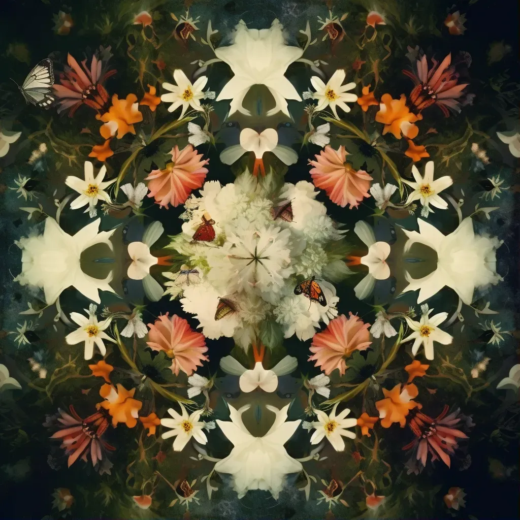 Kaleidoscopic pattern of blooming spring flowers in meadow - Image 1