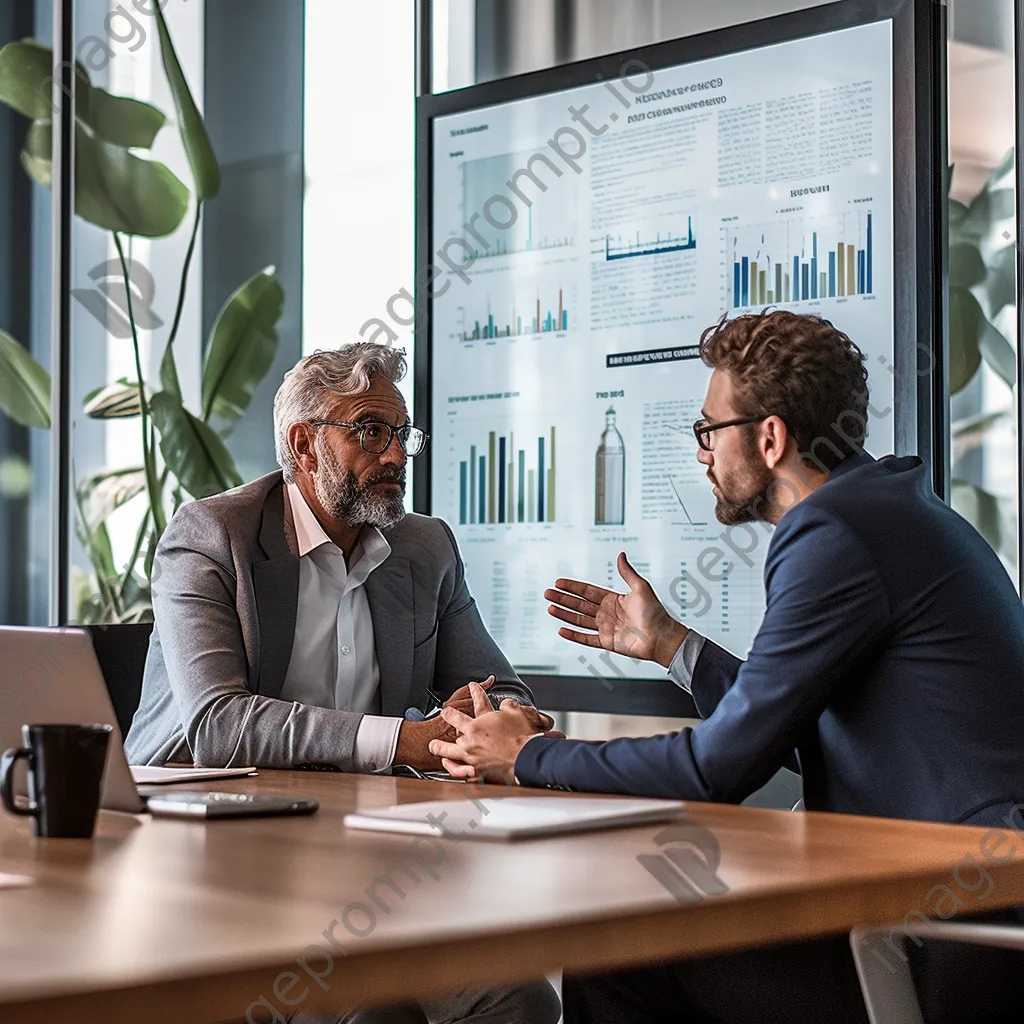 Financial advisor explaining strategies to a client in office - Image 1