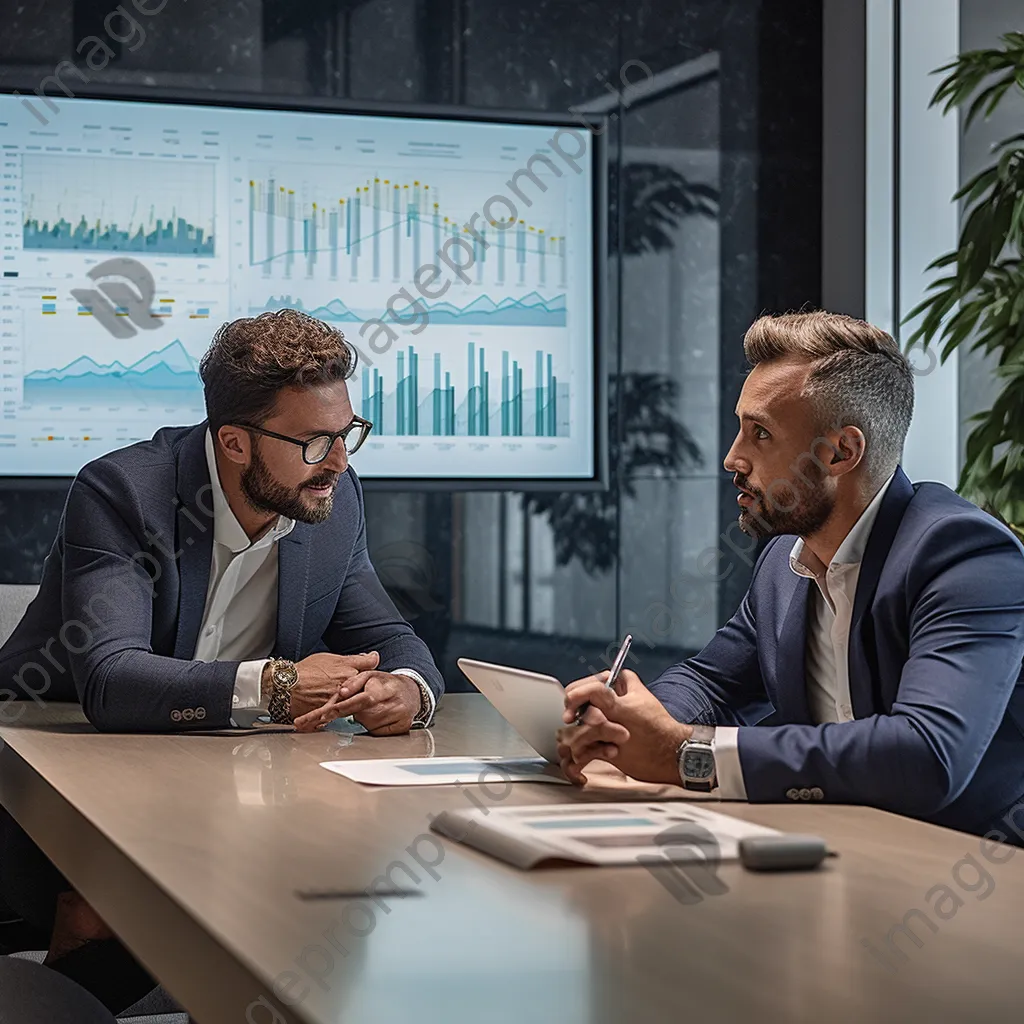 Financial advisor explaining strategies to a client in office - Image 2