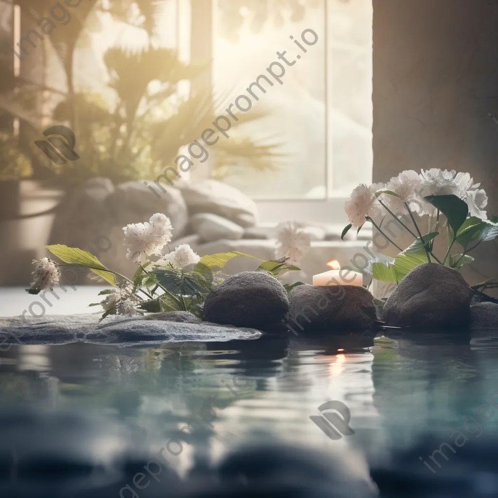 Blurred serene spa scene with calming water - Image 2