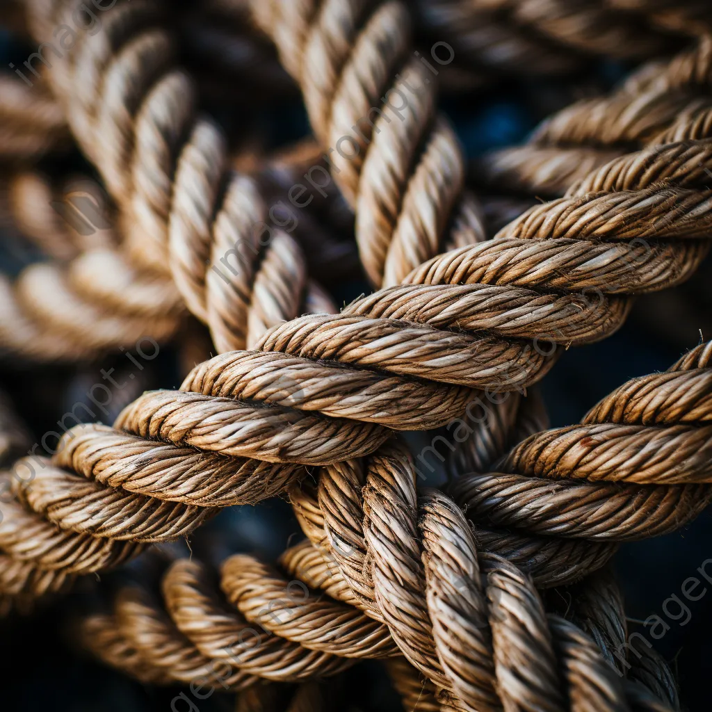 Close-up view of various rope textures - Image 1