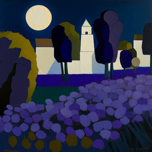 Image of a moonlit lavender field with a soft breeze - Image 3