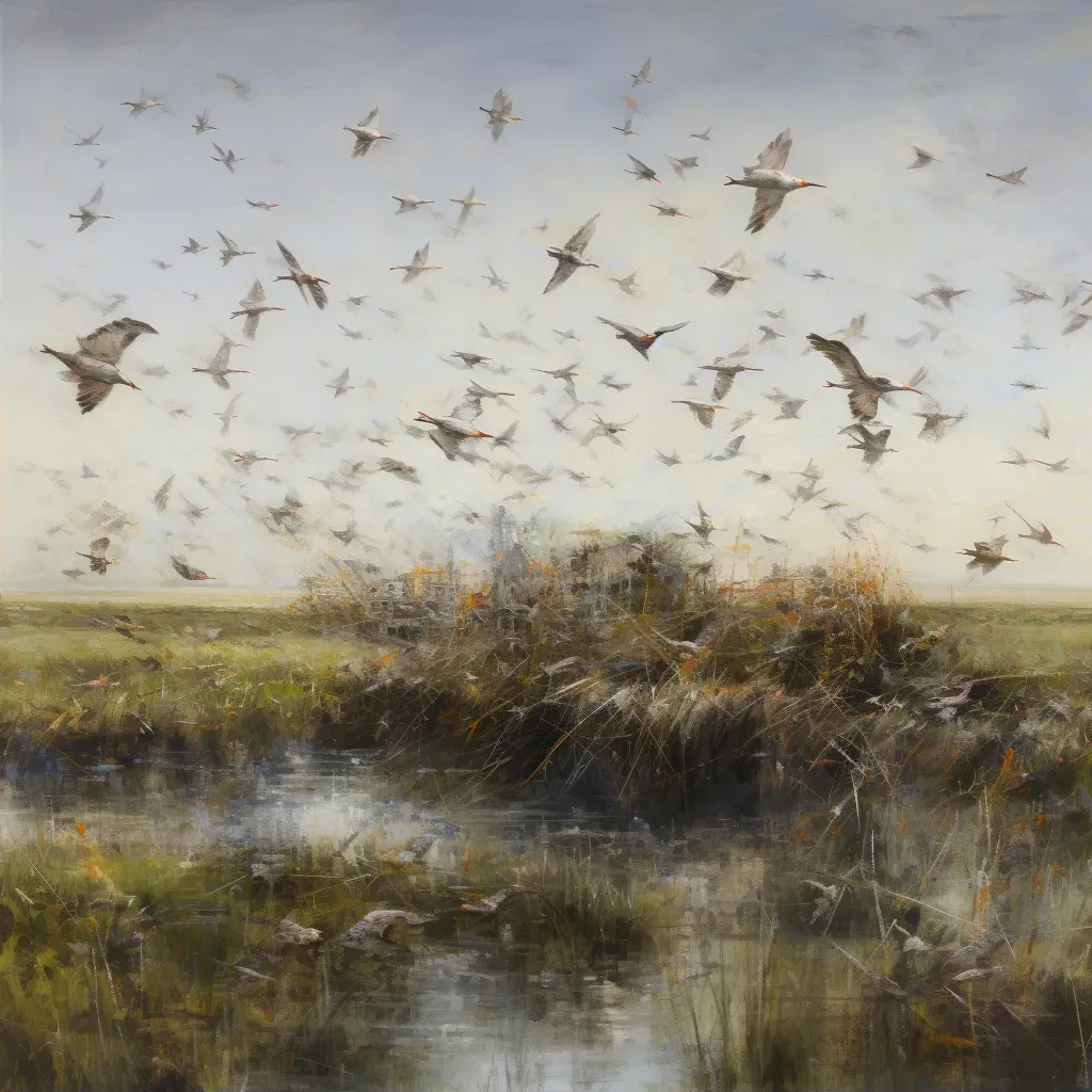 Birds in Wild Marshland