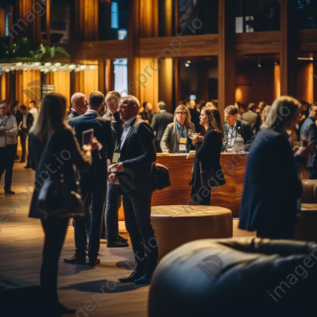 Professionals mingling in the reception area of a conference - Image 1