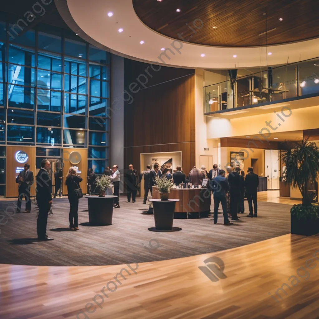 Professionals mingling in the reception area of a conference - Image 3