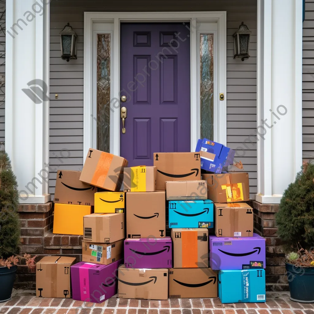 Colorful online shopping packages at entrance - Image 4