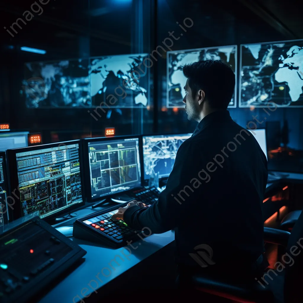 Cyber security professional analyzing data in control room - Image 1