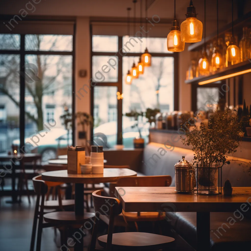 Blurred interior of a cozy coffee shop - Image 3