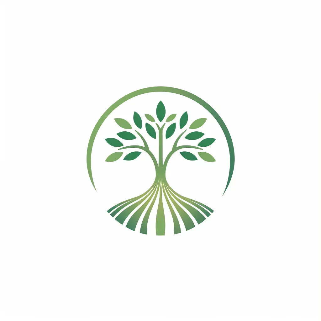 Minimalist logo with a tree sprouting from a hand, in green and white. - Image 1