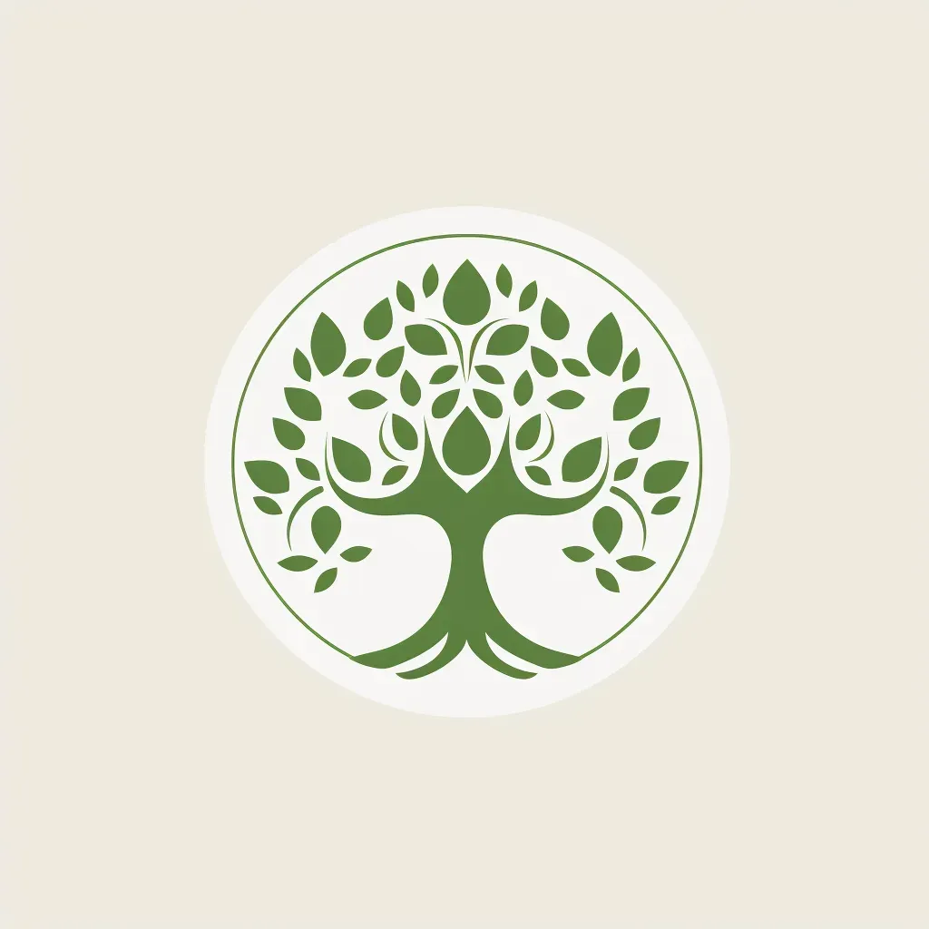 Minimalist logo with a tree sprouting from a hand, in green and white. - Image 2