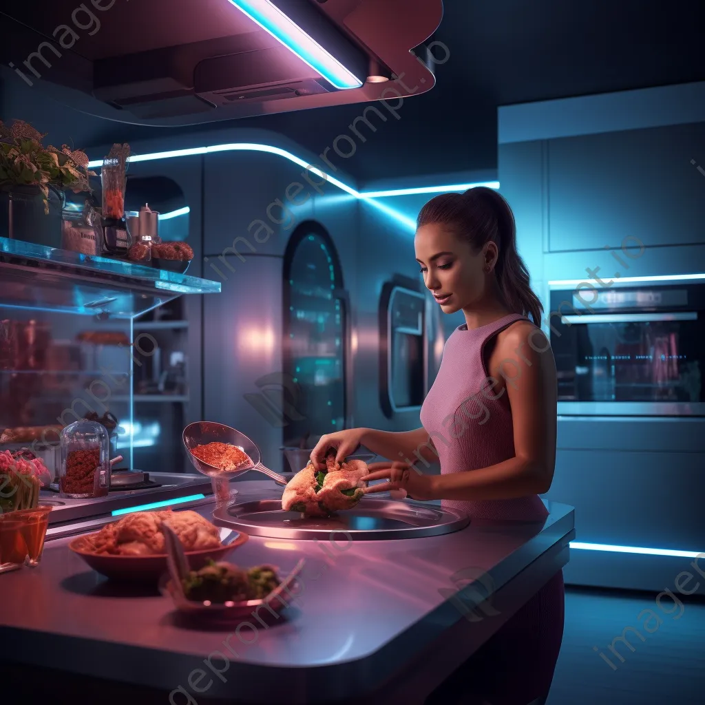 Woman cooking with technology in a modern kitchen - Image 2