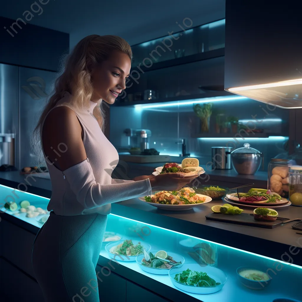 Woman cooking with technology in a modern kitchen - Image 3