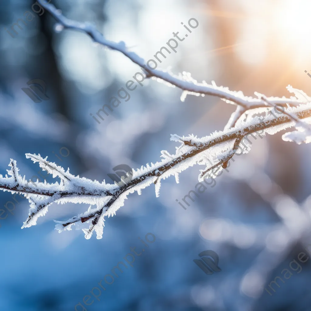 Close-up of ice crystals on a snow-covered branch - Image 4