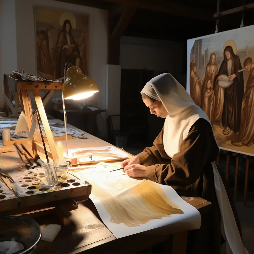 Monk crafting an illuminated manuscript in a secluded monastery - Image 2