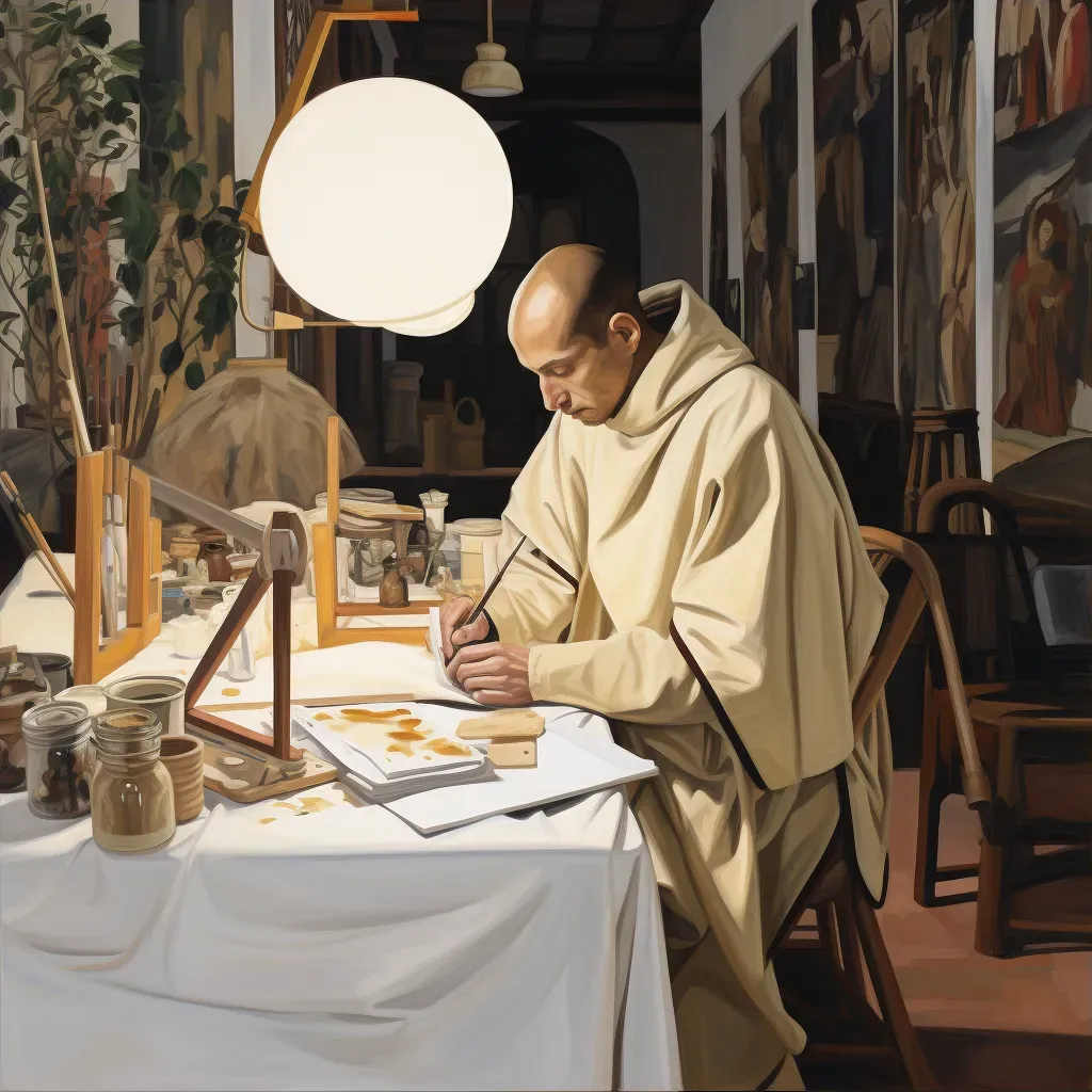 Monk crafting an illuminated manuscript in a secluded monastery - Image 3