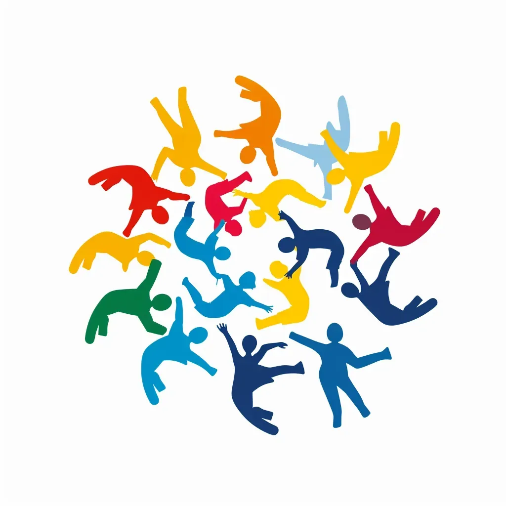 Diverse Children Silhouettes in Sports Circle Logo