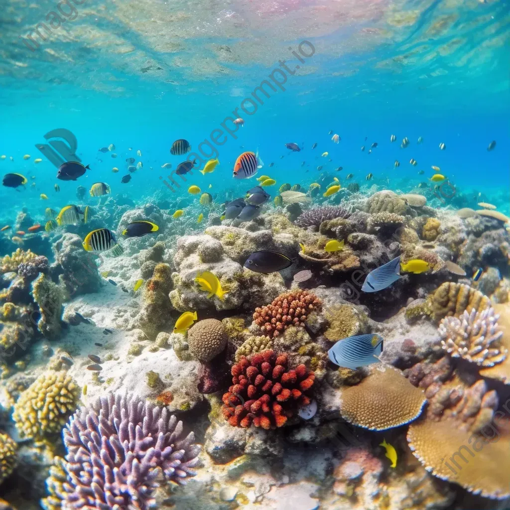 Colorful coral reef with tropical fish swimming, captured with a GoPro Hero 9. - Image 1