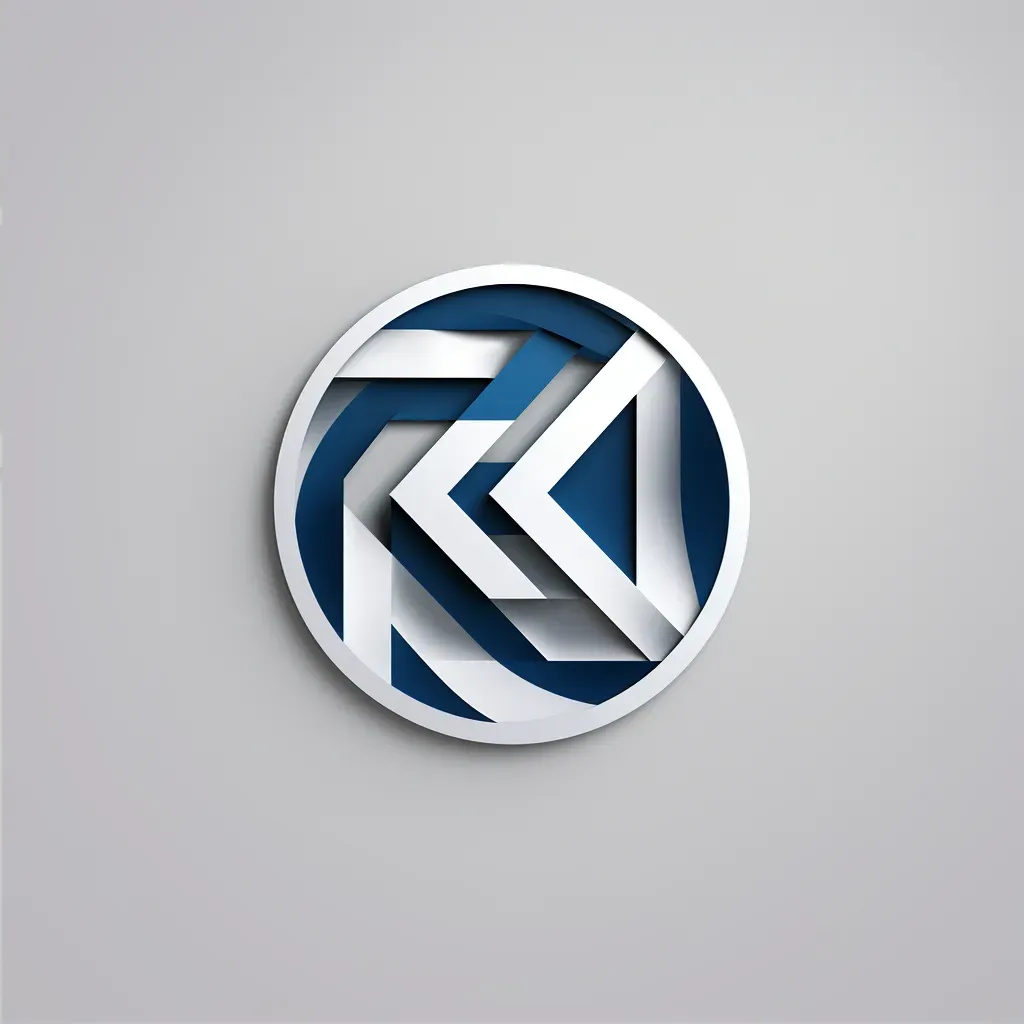 Logo for an avant-garde accessories label featuring a geometric shape in blue and silver colors - Image 2