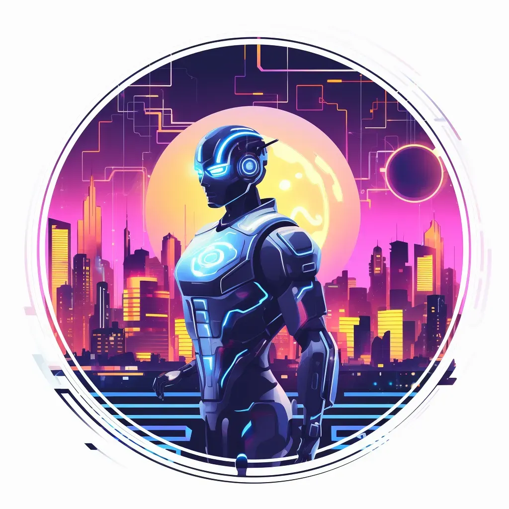 Futuristic robot in digital cityscape logo - Image 2