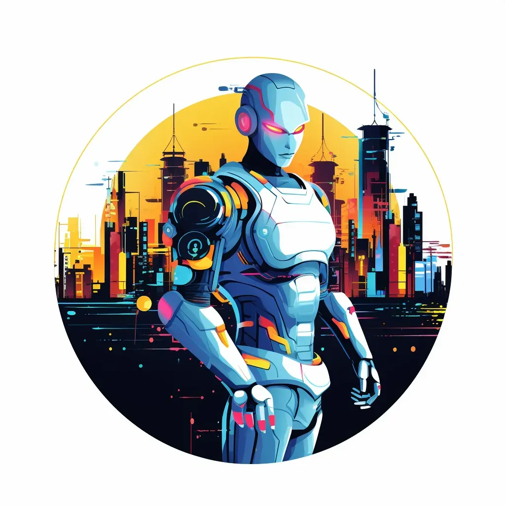 Futuristic robot in digital cityscape logo - Image 3