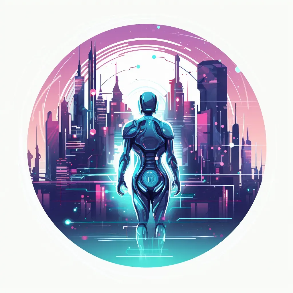 Futuristic robot in digital cityscape logo - Image 4