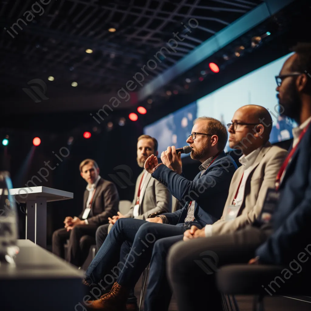 Participants in a panel discussion about urban technology at a conference. - Image 1