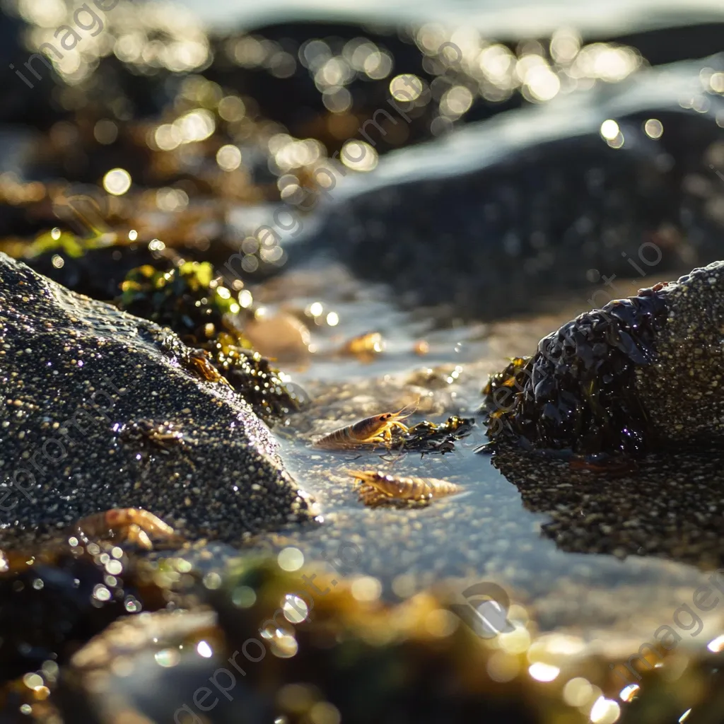 Close-up of water droplets and crayfish in tide pool - Image 2