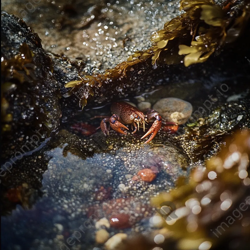 Close-up of water droplets and crayfish in tide pool - Image 3