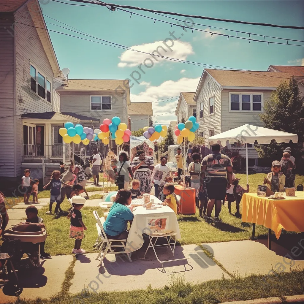 Families and kids enjoying a neighborhood block party - Image 1