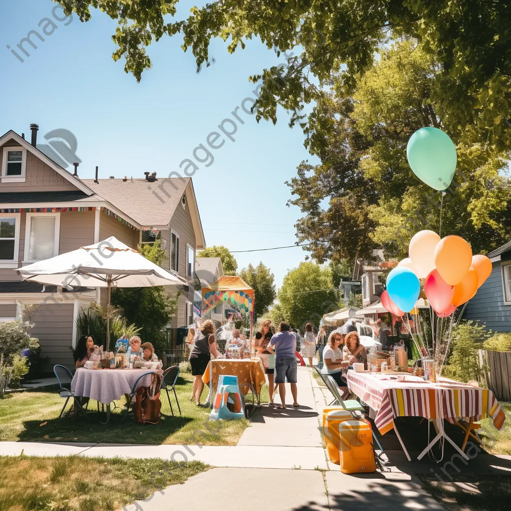 Families and kids enjoying a neighborhood block party - Image 4