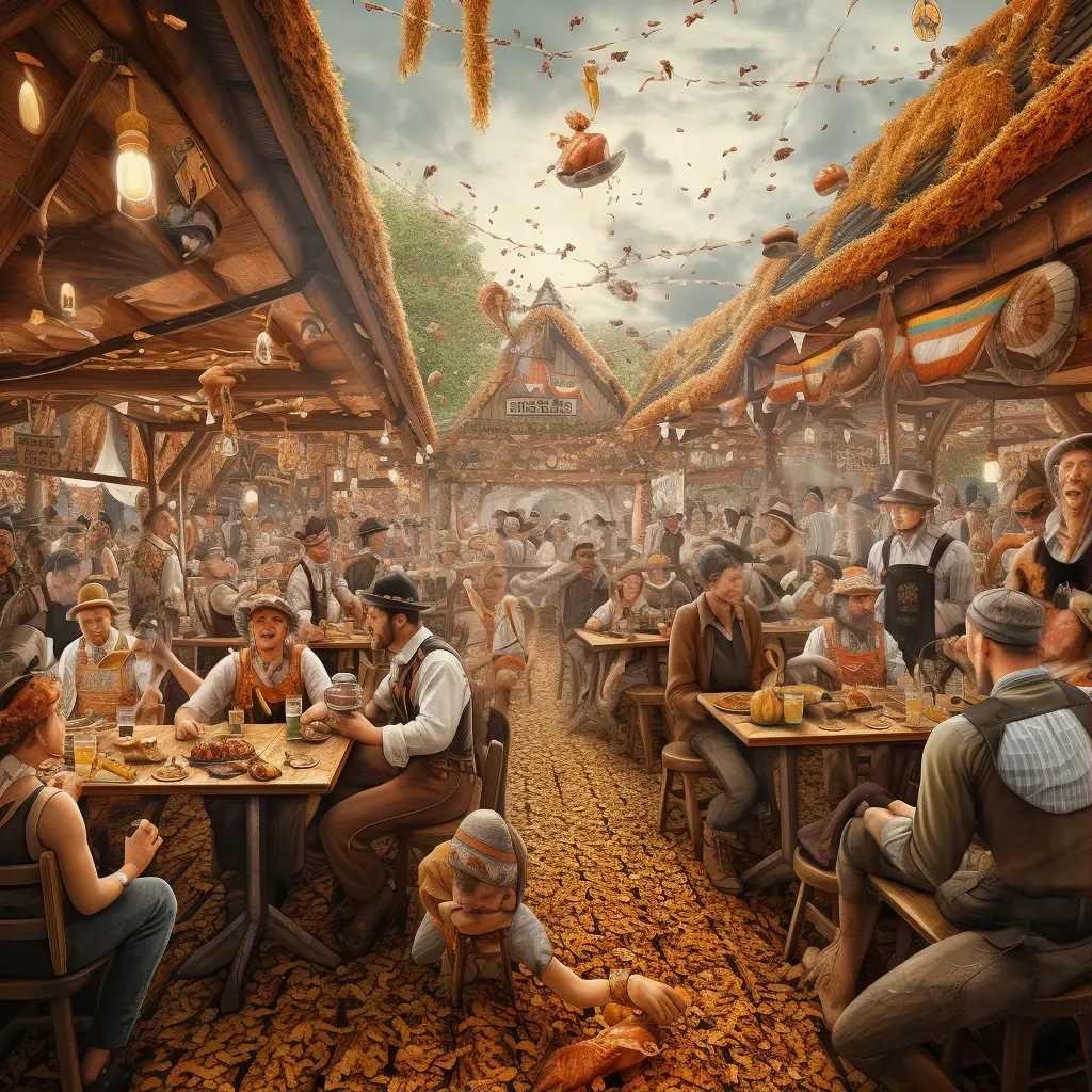 Image of an Oktoberfest celebration with traditional attire, beer, and pretzels - Image 1