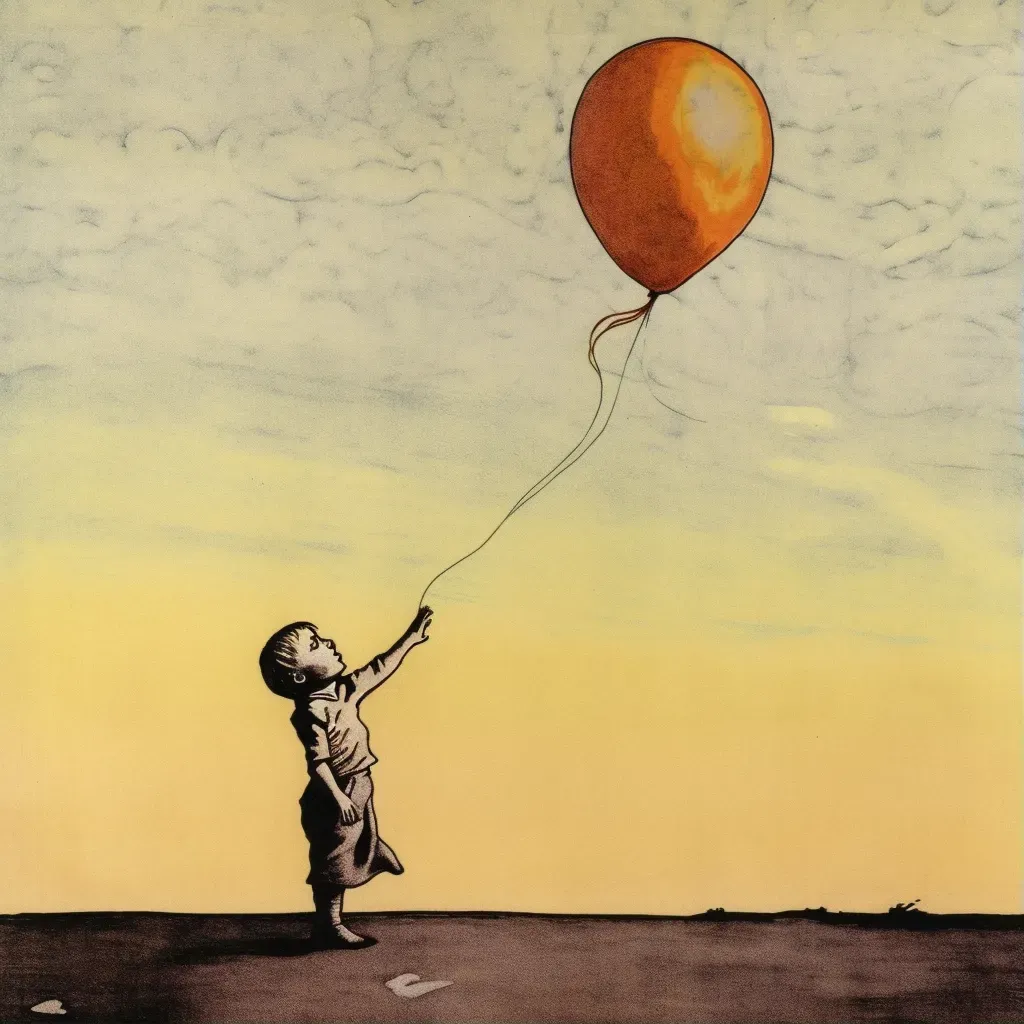 Child letting go of a balloon into the clear sky - Image 1