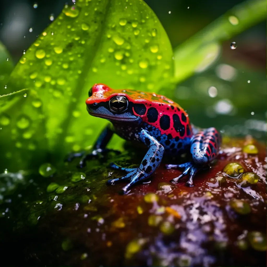 Colorful Poison Dart Frog in Tropical Setting