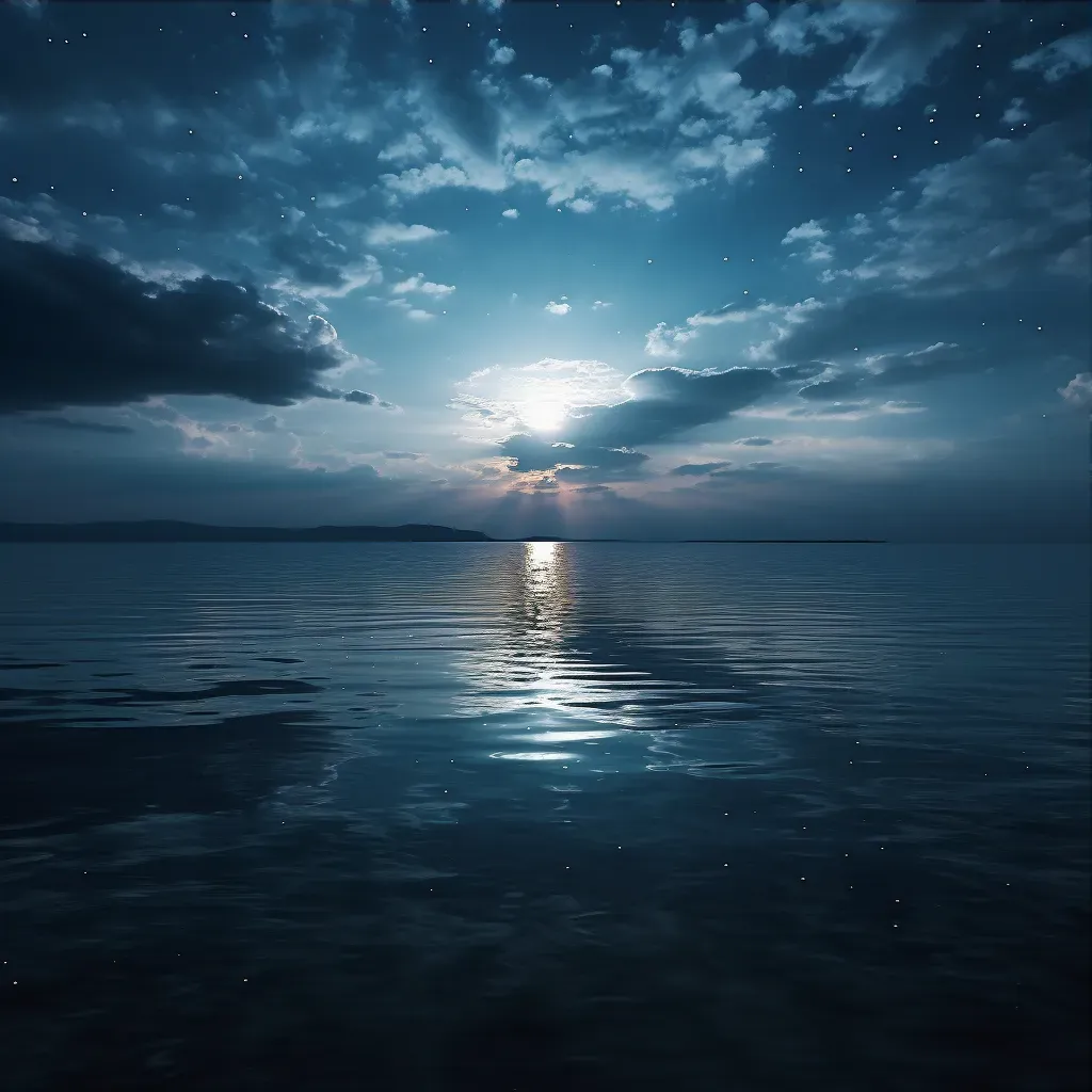 Reflection of a full moon on a calm sea - Image 3