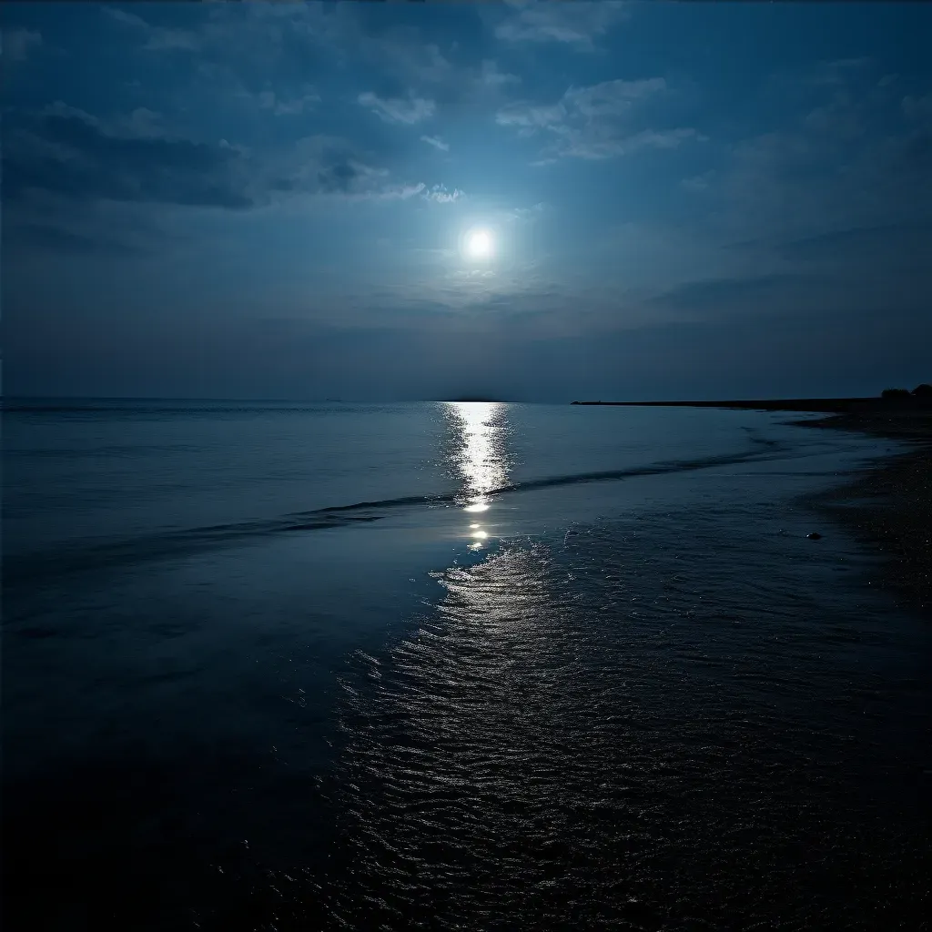 Reflection of a full moon on a calm sea - Image 4