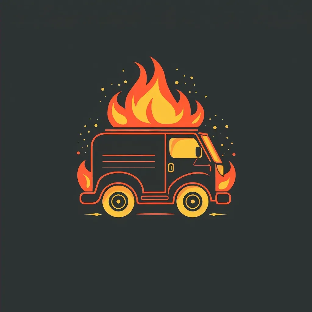 Bold and energetic logo design with truck icon and flames - Image 4