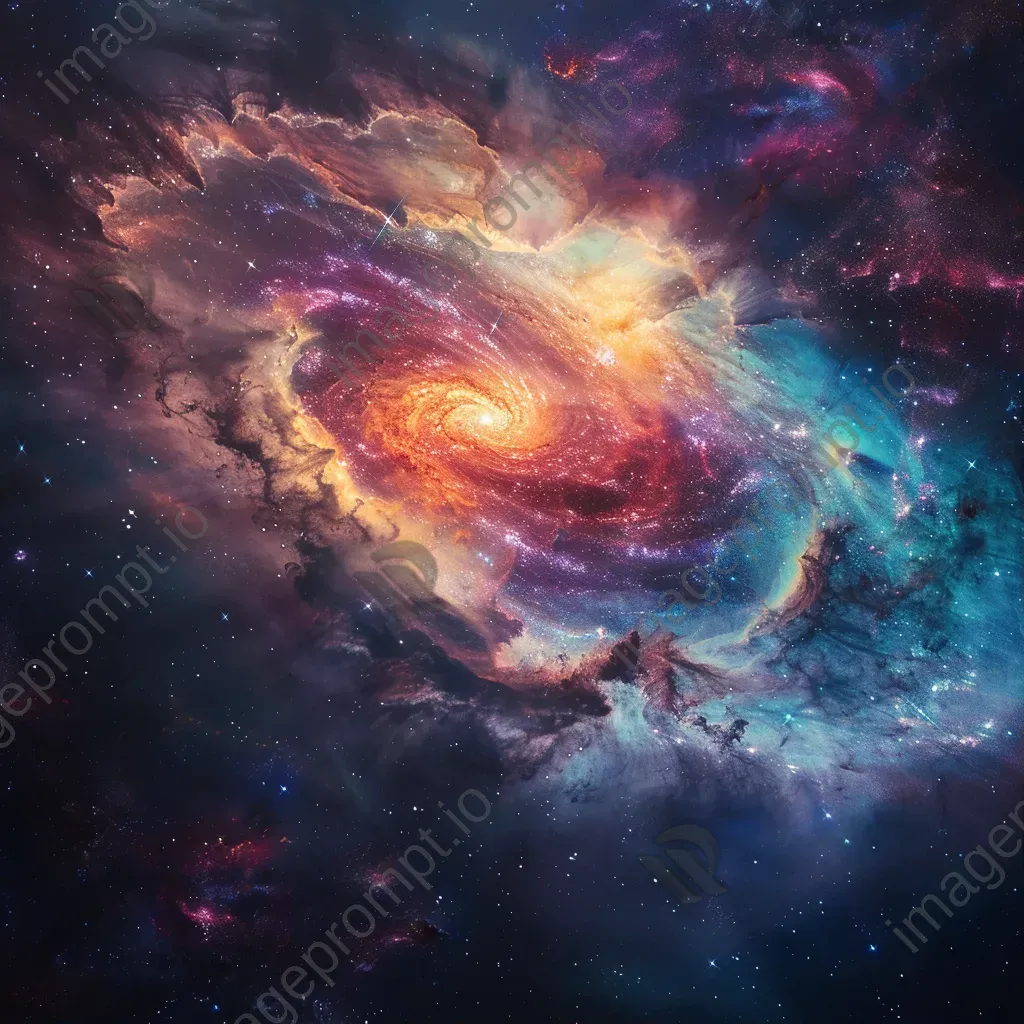 Colorful galaxy with swirling nebulae and stars - Image 1