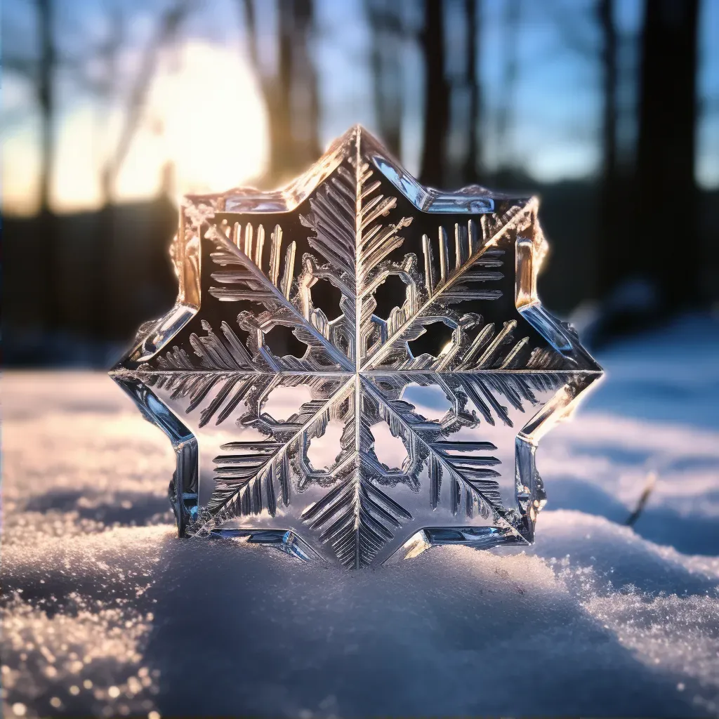 Image of a snow crystal on the verge of melting, showcasing nature