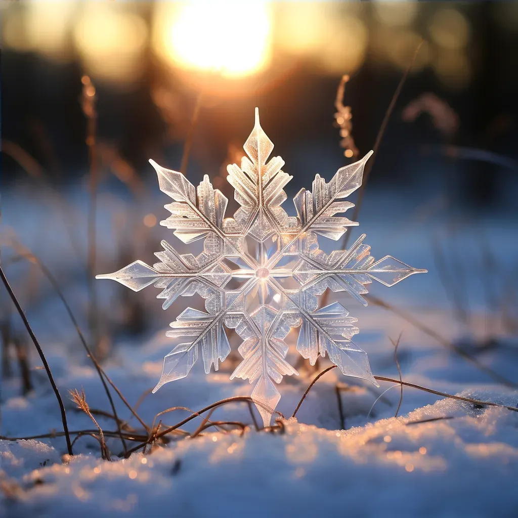 Image of a snow crystal on the verge of melting, showcasing nature