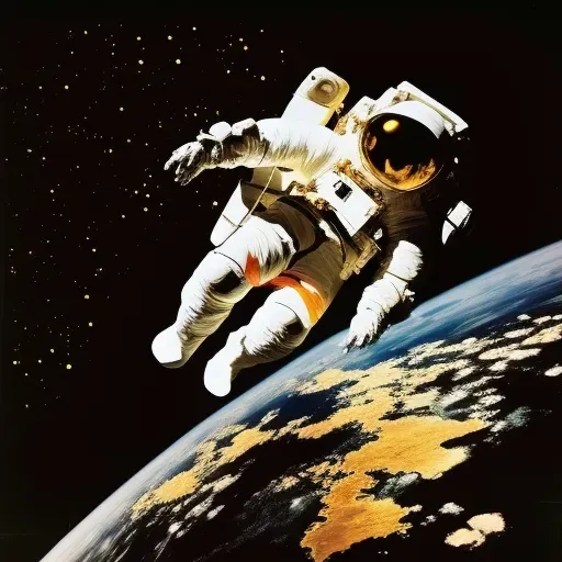 Illustration of an astronaut floating in the zero gravity of space with the Earth in the background - Image 1