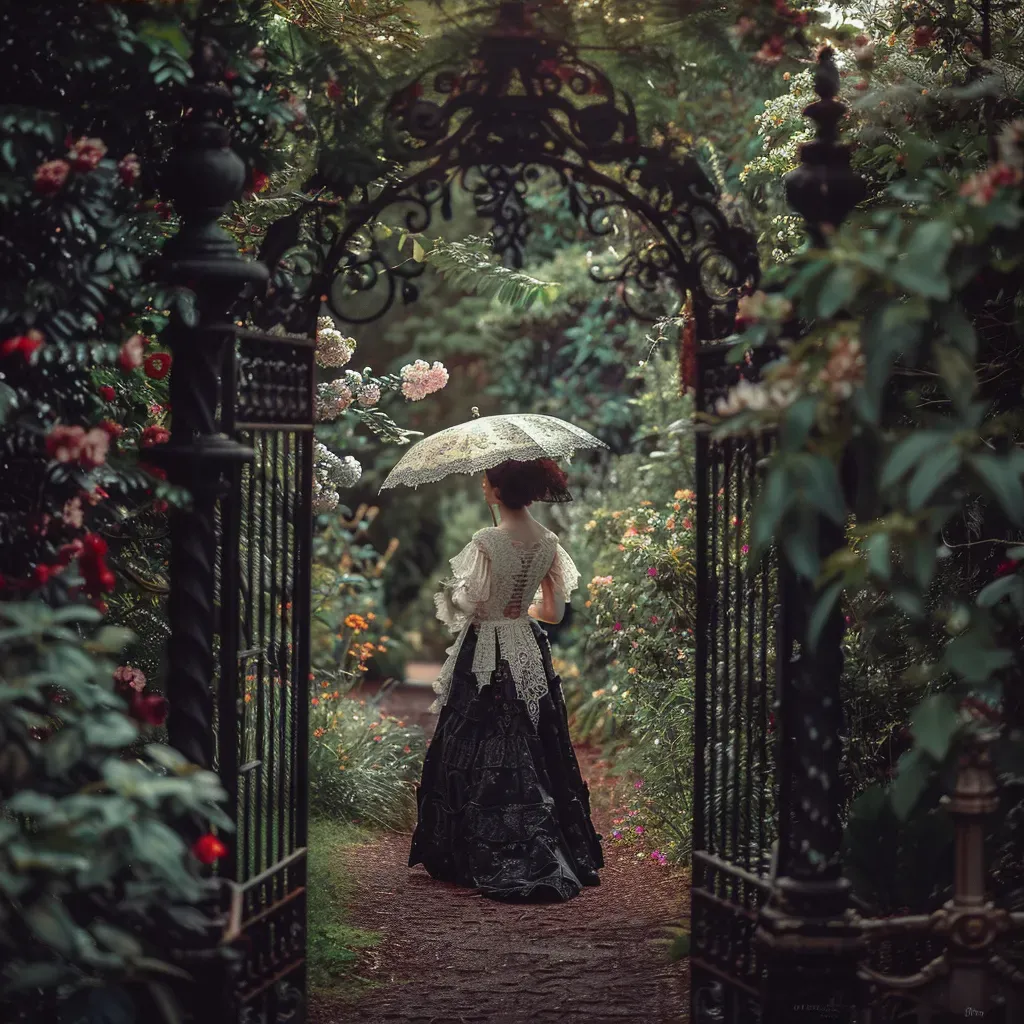 Vintage portrait of a Victorian lady in lush garden - Image 3