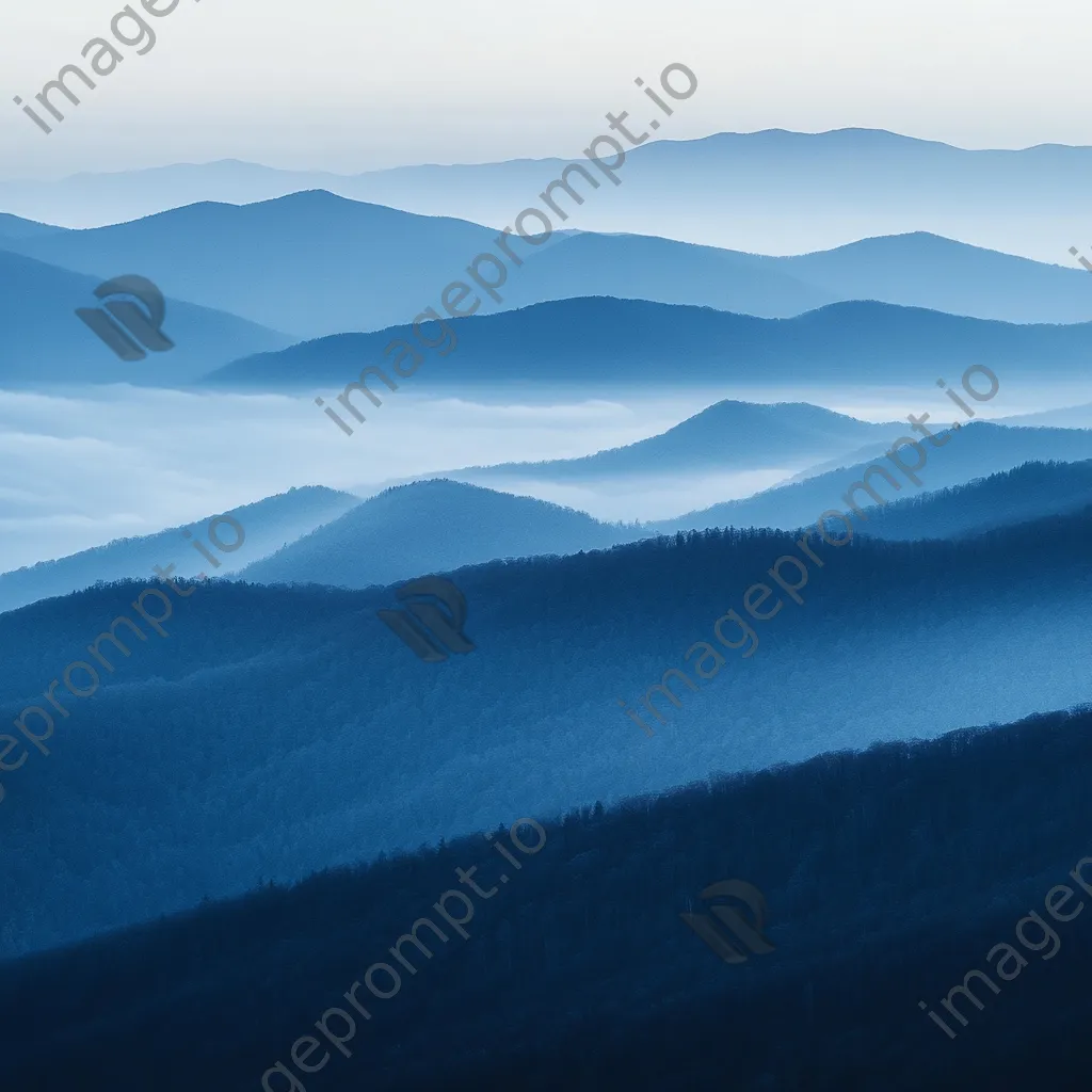 Misty mountain ridges partially obscured by fog - Image 3