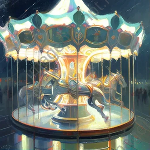 Vintage carousel with prancing horses and bright lights - Image 1