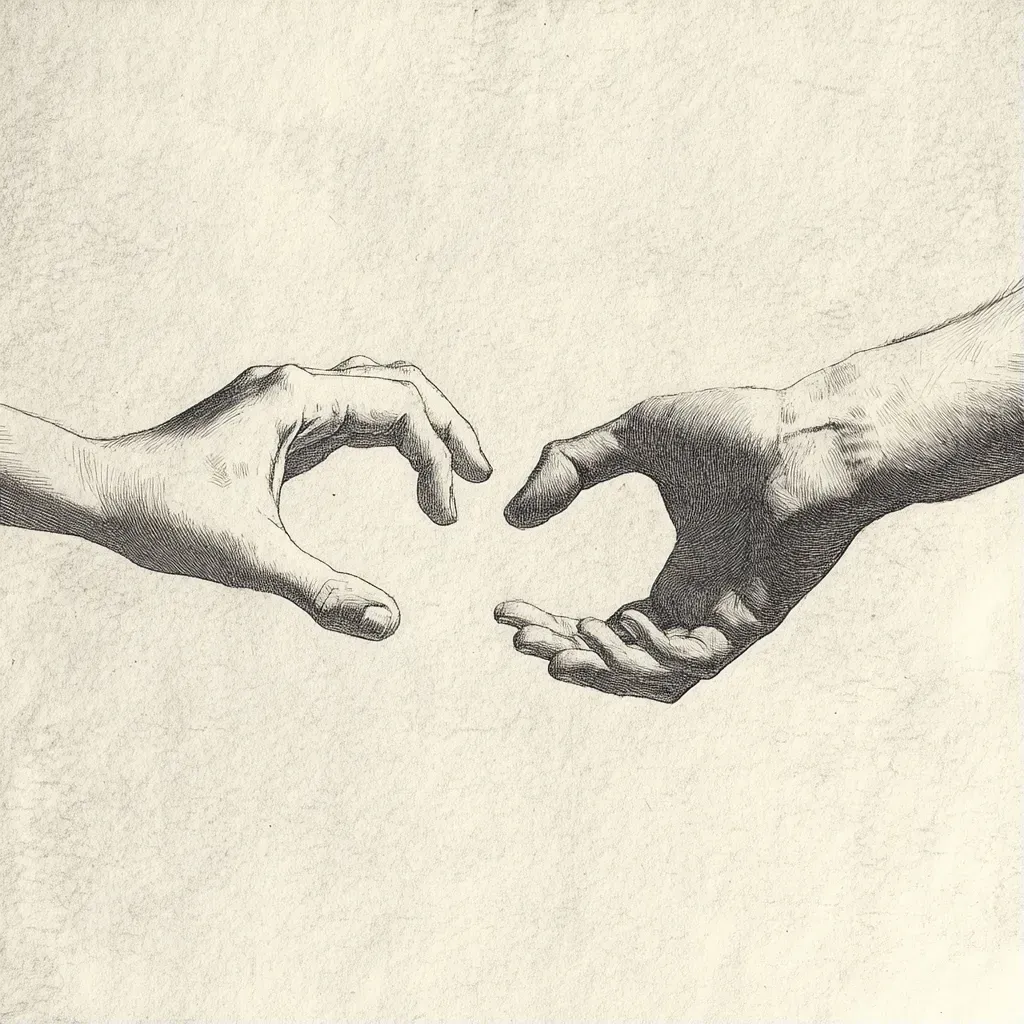 Delicate pencil drawing of a couple