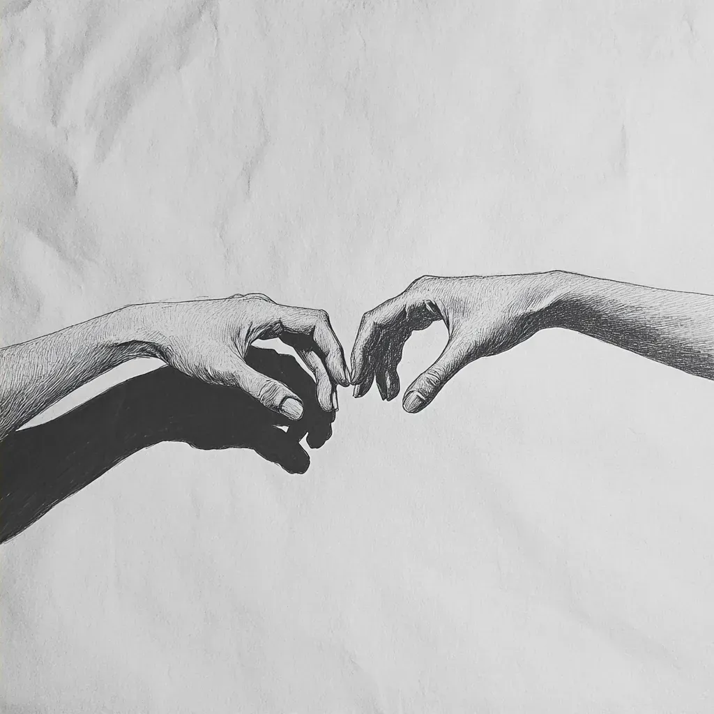 Delicate pencil drawing of a couple