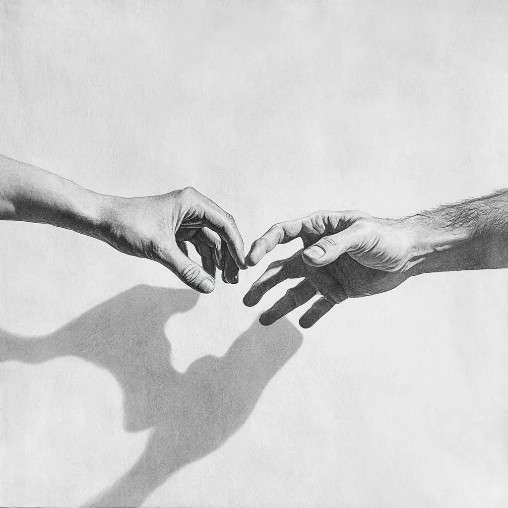 Delicate pencil drawing of a couple