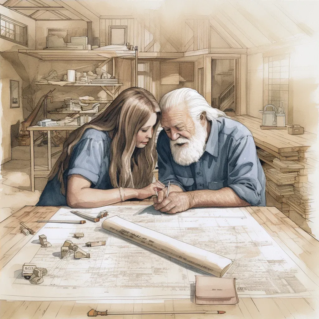 Image of a couple building a home, surrounded by blueprints and dreams - Image 4