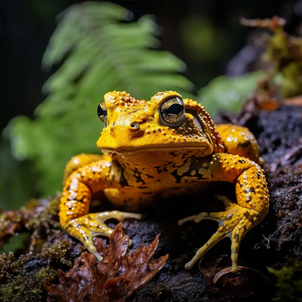 Shimmering golden toad camouflaged in mossy forest - Image 4